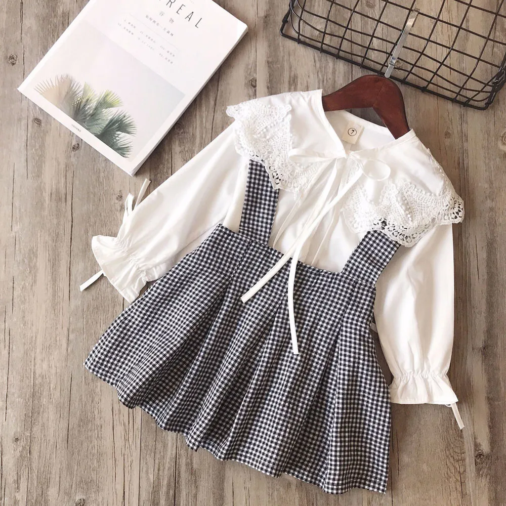 

Toddler Girls Clothes Children Kids Girl Set Fashion Plaid Kids Outfit For Girl Long Sleeve Skirt Toddler Children Clothes Set