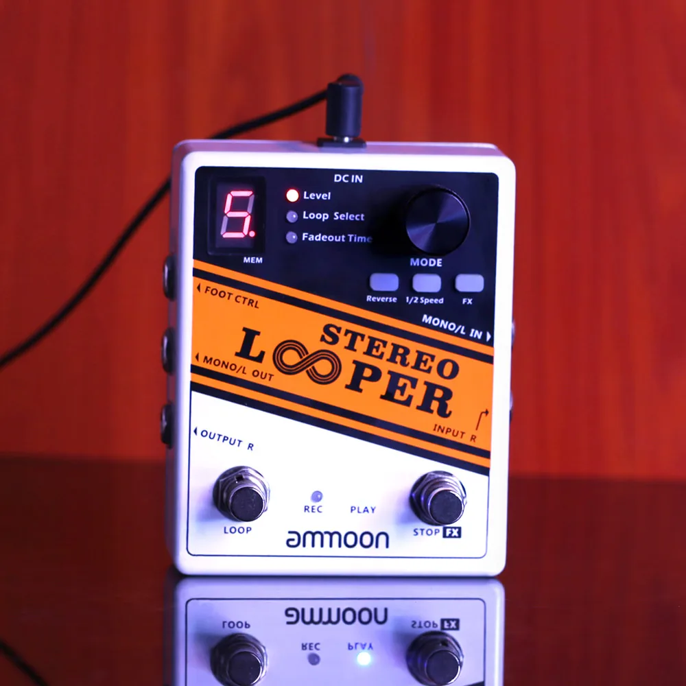 Хорошее качество гитарные части ammoon STEREO LOOPER циклическая запись гитарный эффект педаль 10 независимых петель Макс. 10 мин время записи