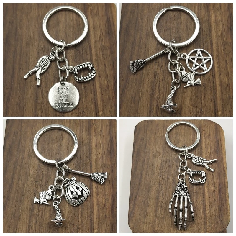 

1pcs Halloween Gift Skull Pumpkin Keychains Witch Charms Nightmare Devil Jewelry For Women Keyring Halloween Spirit