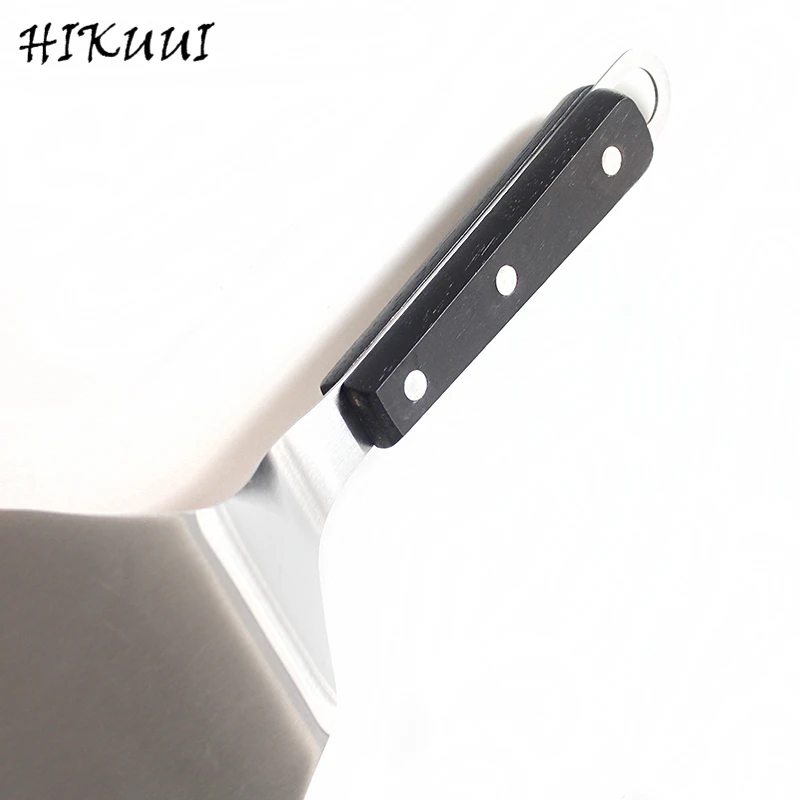 Stainless Steel Round Pizza Shovel Wood Handle Cake Transfer Tray Pizza Peel Spatula Moving Plate Holder Pastry Baking Tool