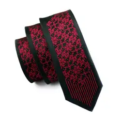 Мода 2017 г. тонкий галстук темно-красный и черный геометрия Тощий Узкие Gravata шелковые галстуки для Для мужчин Свадебная вечеринка жениха HH-119