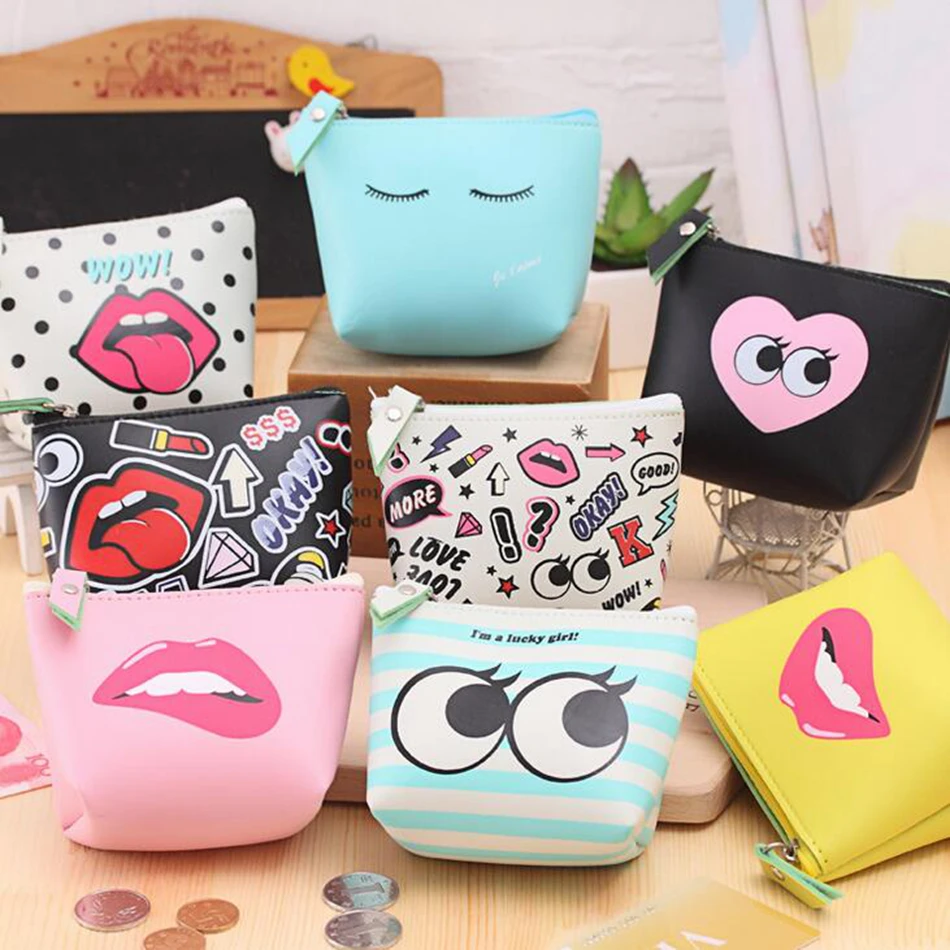 

Kawaii Women Coin Purse Wallet Cute Creative Design Coin Packet Money Bag Kids Small PU Leather Zipper Keys Wallet