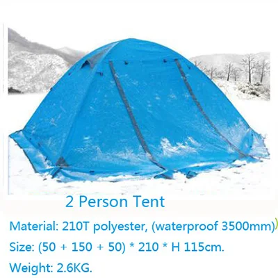 Открытый кемпинг палатка для отдыха путешествия 2 человек двойной слой ветрозащитный водонепроницаемый Зимний Профессиональный туристический лагерь палатка - Цвет: blue 2 person