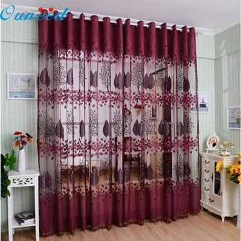 

drop shipping New Listing High Qaulity Leaf Hollow Window Screens Door Balcony Curtain Panel Sheer Cover