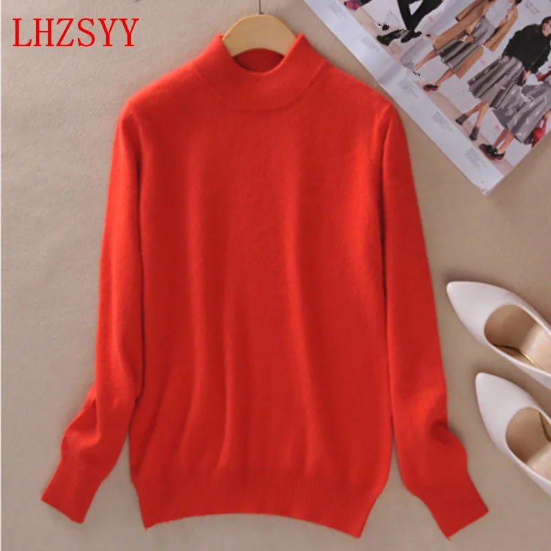 

Fall winter NEW female half high round neck Cashmere Blending Sweaters Slim Loose hedging Sweater knit bottoming Wool Sweater