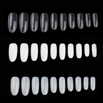 

500pcs/pack Oval Shape Nail Art Tips Full Nail False Tips Natural/Transparent/White 3 Colors Nail Art Finger Tips