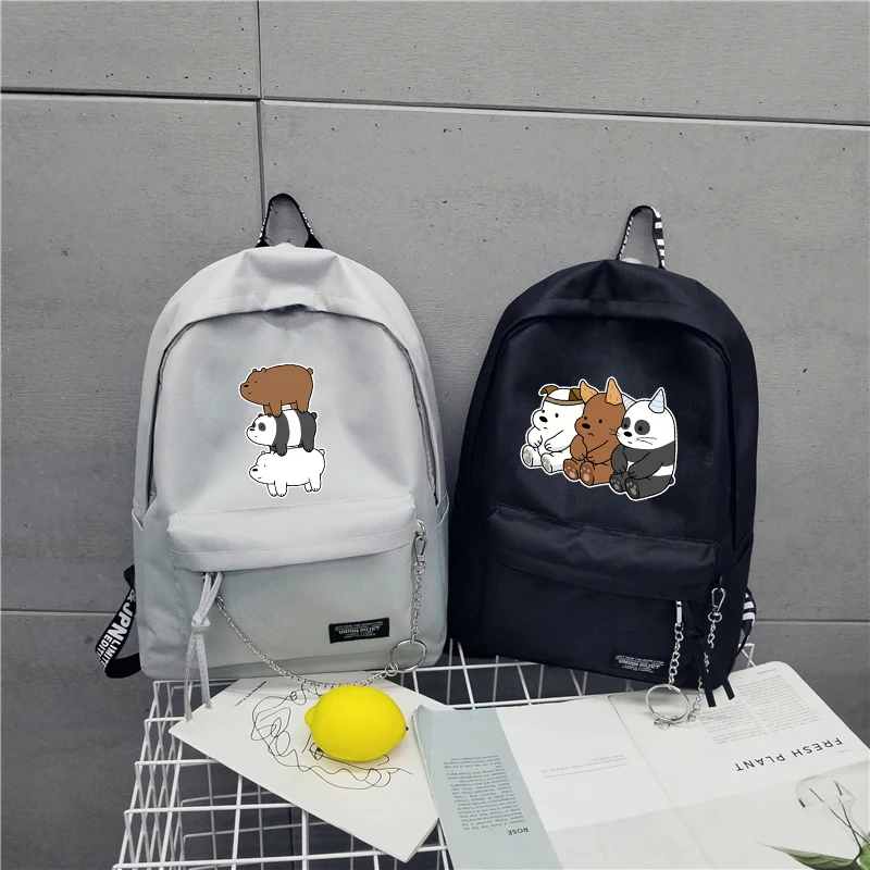 

We bare bears backpack girls candy color shoulder schoolbag Lovely Grizzly Panda Ice Bear students schoolbag traveling knapsack