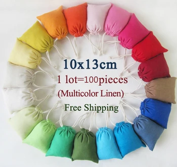

Linen Drawstring Bag Colorful Pouch for Packaging Jewelry/Cosmetic/Gift/Party/Christmas/Wedding Sachet Pocket Custom Logo Print