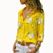 Новая шифоновая блузка, женские топы, блузки, элегантная рубашка с длинным рукавом и v-образным вырезом, Женская рабочая одежда, рубашки размера плюс 5xl, блуза с отворотом