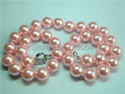 

Beautiful 10mm pink sea shell Pearl Necklace 18"