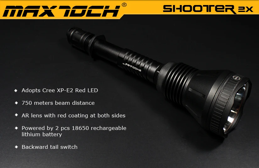 MAXTOCH Shooter 2X красный луч 750 м+ расстояние, 270lm, красный светодиодный Дальний Красный светильник, ночной охотничий фонарь