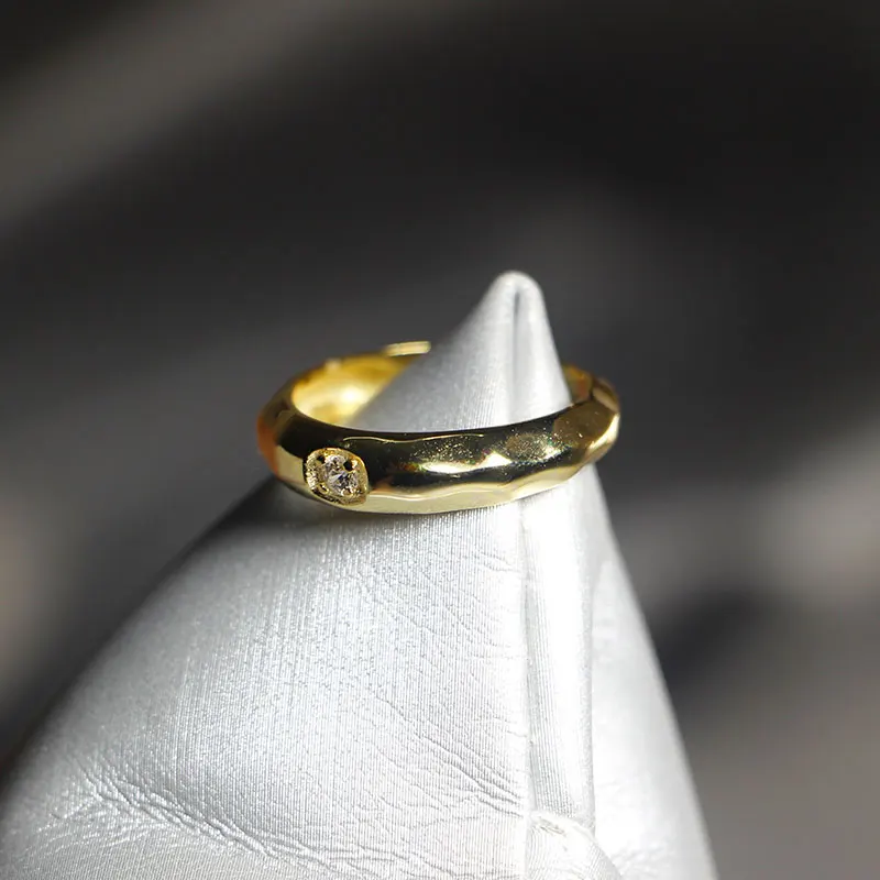 

Elegant Quality 925 Rings Fashion Texture Zircon Ring S925 Plated 18K Gold Ring Women's Adjustable