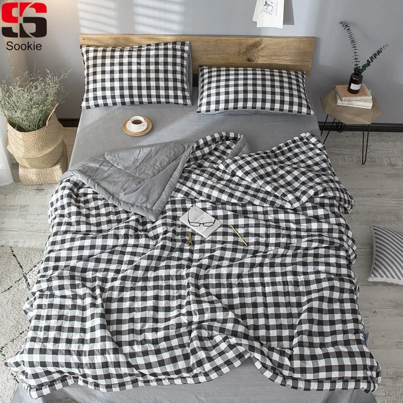

Sookie Summer Quilt Plaid Stripe Air Condition Comfoter Fashion Soft Thin Throw Blanket Brief Home Decor Bedding quilt