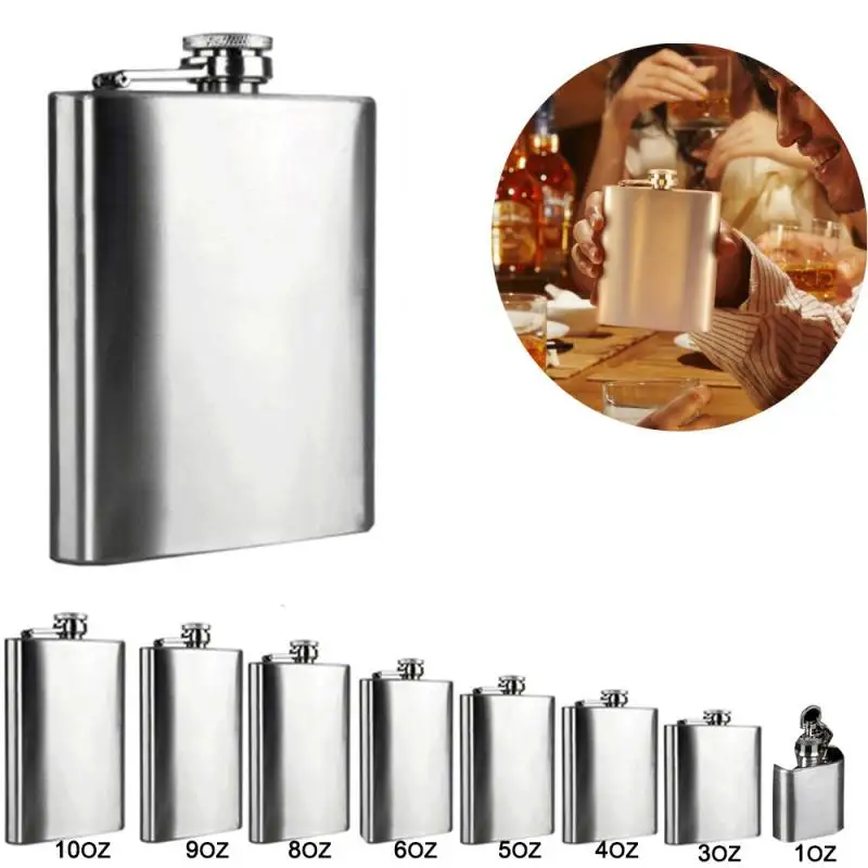 Portable 1/3/4/5/6/8/9/10oz Stainless Steel Wine Pot Hip Liquor Whiskey Alcohol Flask Cap and Funnel Hip Flask