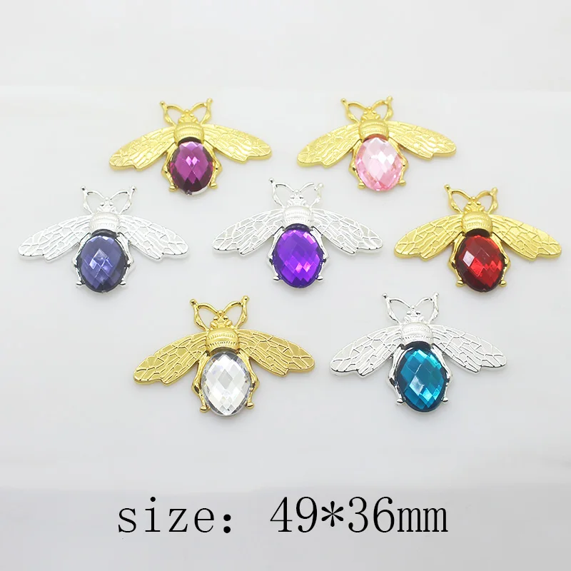 

Limited edition 5pcs 49*36mm alloy brooch metal insect big crystal bee decoration high-end creative invitation gift Accessories