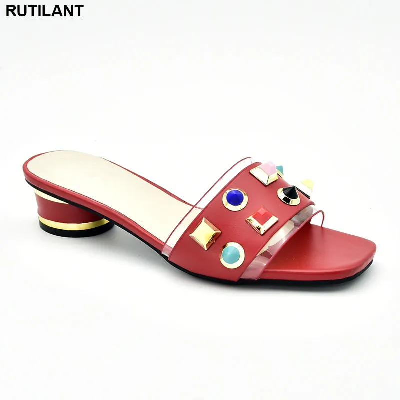 

New Arrival Summer High Heeled Shoes for Women Nigerian Women Wedding Shoes Decorated with Rhinestone Luxury Sandals Women