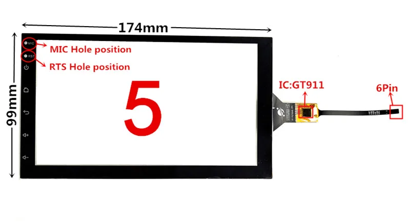 7 дюймовый сенсорный дигитайзер GT911 174 мм * 99 для автомобиля DVD GPS навигация