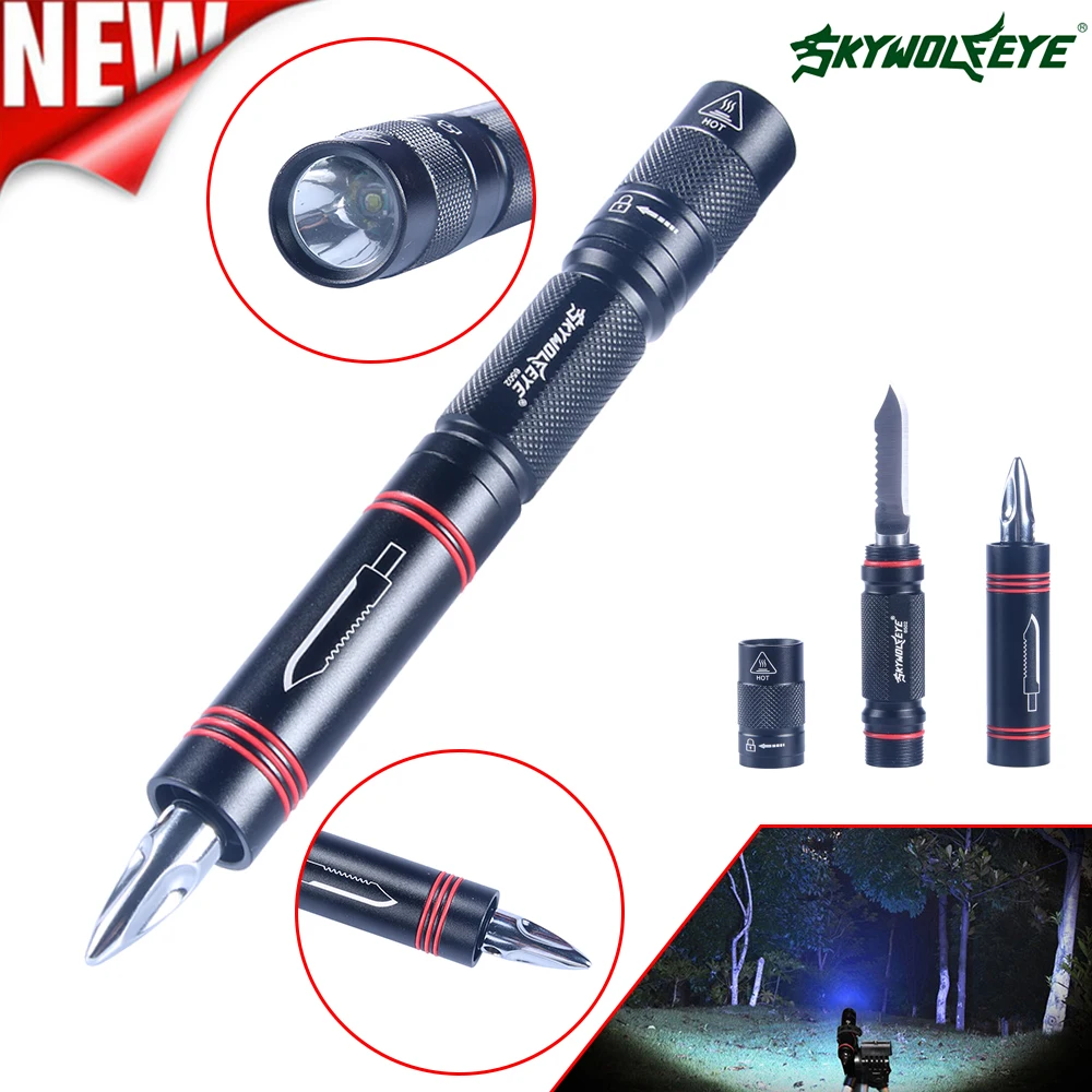 

Portable Multifunction LED Light 2000 LM Hiking Camping Pen Knife AA 14500 Flashlight Torch Tactical Flashlight Dropship