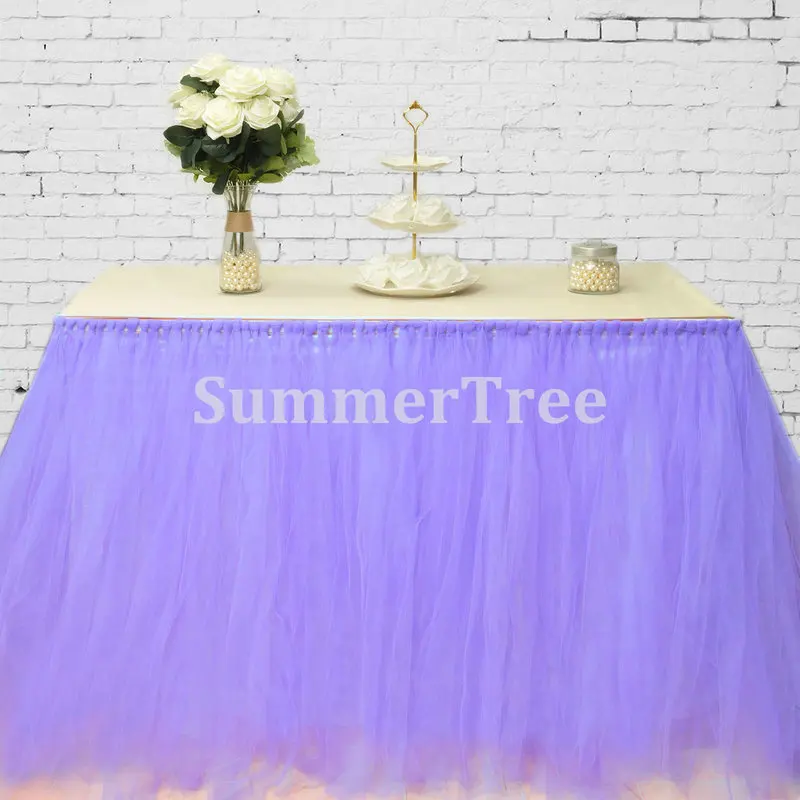 100 см Тюлевая юбка для стола в стране чудес, юбка-пачка для стола, свадьбы, дня рождения, ребенка, украшение для дома, украшение для банкета и вечеринки - Цвет: Light Purple