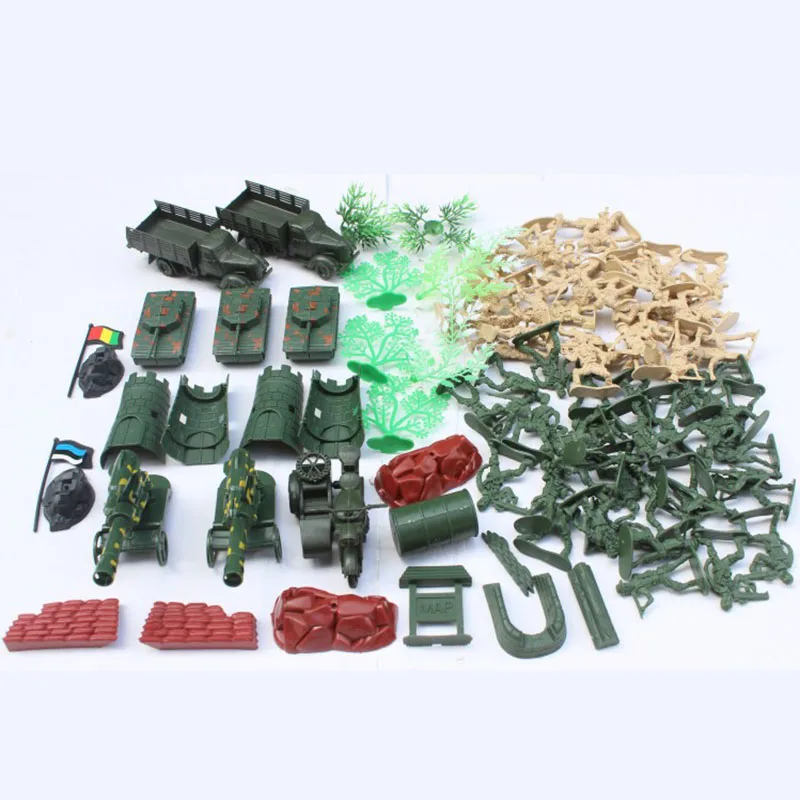 

88pcs/set Military Nostalgic Plastic Army Soldier Tanks Psychological Sandbox Scene Model Military Base Corps Kit Of Boy Toy