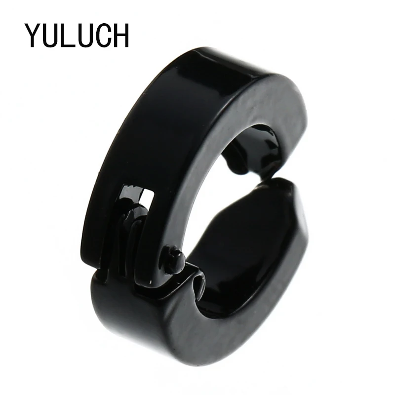 YULUCH Punk Men Black Stainless Round clamp type Earrings Neutral