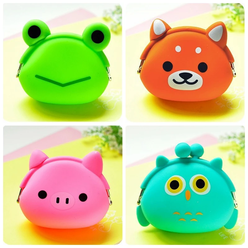 

300pcs/lot 3D Candy Colored Girls Coin Bags Women Key Wallets Creative Cute Cartoon Mini Coin Purse Children Christmas Gifts