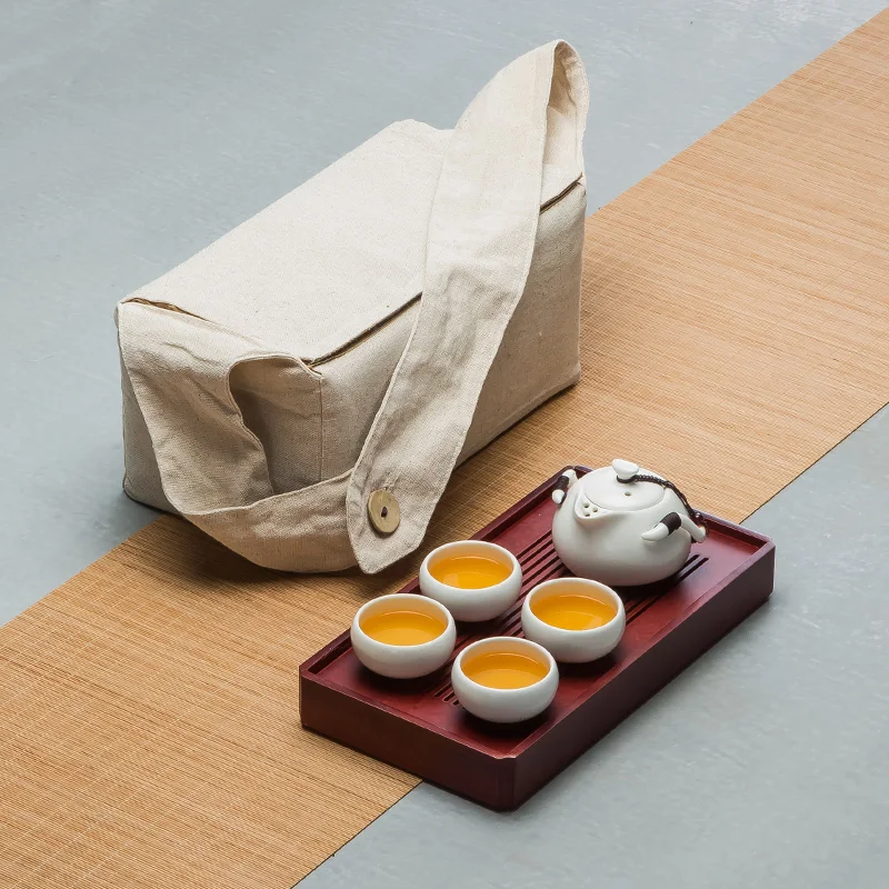 Travel Portable tea set Ceramic tea cup teapot Tea tray Kung fu set gaiwan Small tea bowl painted p