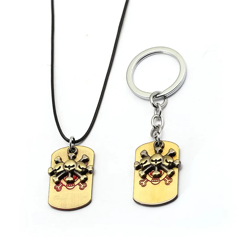 Anime One Piece Keychain Metal Blackbeard Key Ring Gold Sull Pendants Dog Tag Men Gift Colar Kolye Porte Clef Chaveiro Jewelry | Украшения