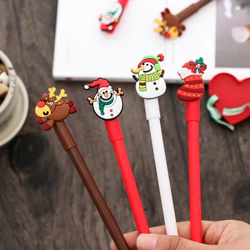 

4pcs Gel Pens Cartoon Merry Christmas Santa Claus black colored kawaii gift gel-ink pens pens for writing Cute stationery 0.38mm