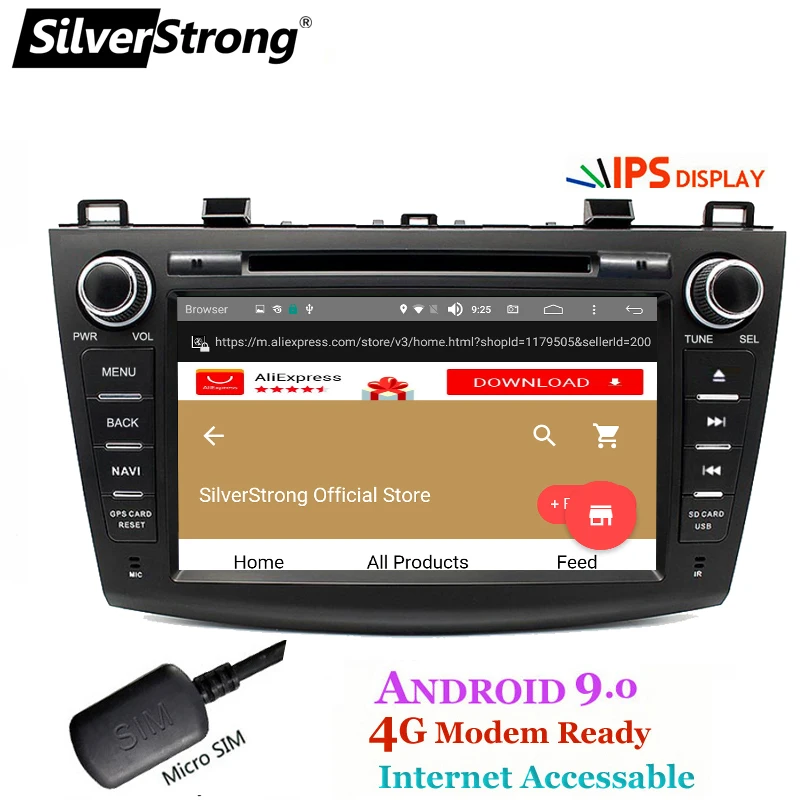 Perfect SilverStrong 4G Modem Android 9.0 Car DVD For Mazda 3 Axela 4G SIM Car Multimedia Mazda 3 Bluetooth 4.0 WIFI Option TPMS 1