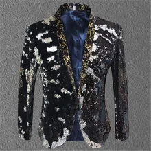 Tide Мужской цветной костюм с пайетками куртка панк для ночного клуба, бара, DJ модный флип блейзер с блестками сценический для певца костюмы