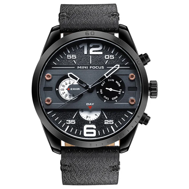 

MINI FOCUS Men's Watch Quartz Watch Casual Sports Japanese Movement Waterproof Calendar Week Display Leather Strap
