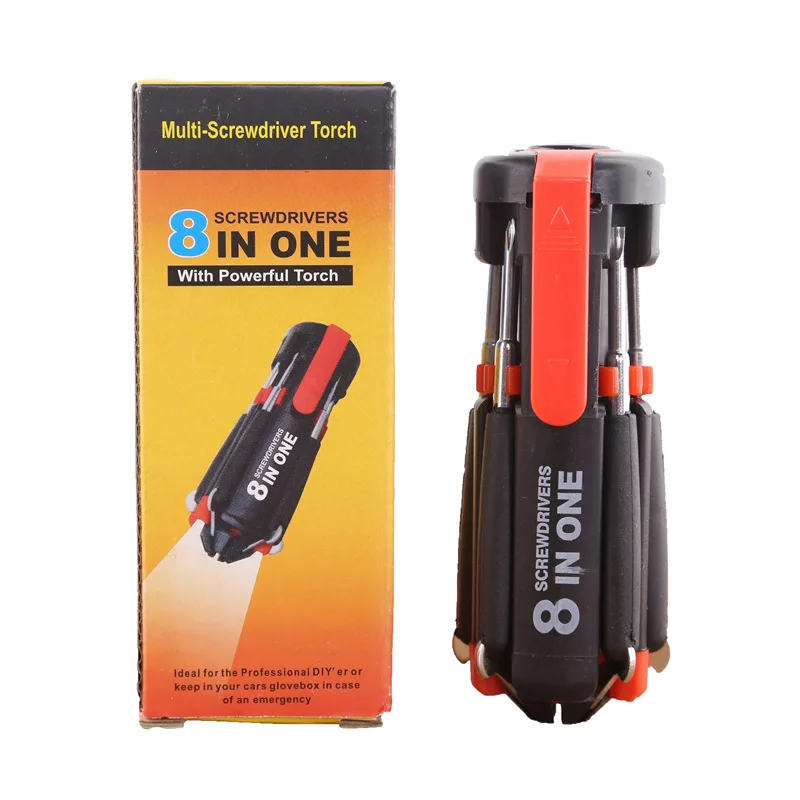 

8in1 Multi-function screwdriver with light eight-in-one multi-purpose hardware tools DIY tool