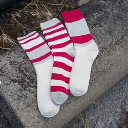 Mantieqingway 2018 мужские зимние 1 пара толстые Красные Полосатые носки для рождественской вечеринки носки Длинные хлопковые носки узор дизайн