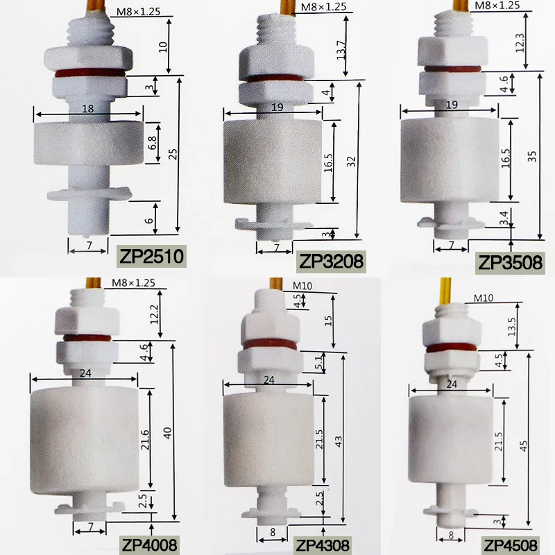 Free Shipping 1 Piece Float Switch Mini Type Poly Propy Water Level Liquid Sensor Normal Close ZP2508-ZP15010