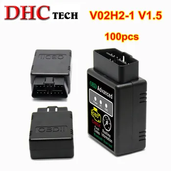 

100pcs/lot ELM327 OBDII V02H2-1 V1.5 Car Diagnostic elm327 V1.5 Bluetooth Auto OBD Diagnostic Bluetooth Adapter ELM 327 Android