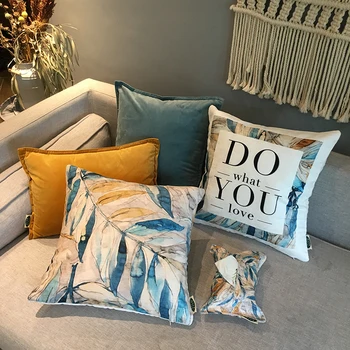 

Modern Style Warm Suede Surface Cushion Cover Beautiful Leaf Prints Bed Pillow Case Sofa Throw Cushion Case Home/Cafe Decor