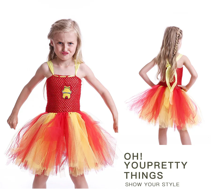 Red & Yellow Girls Baby Iron Man Tutu Dress Handmade Kids Superhero Tulle Dress Halloween Birthday Party Prom Costume (7)