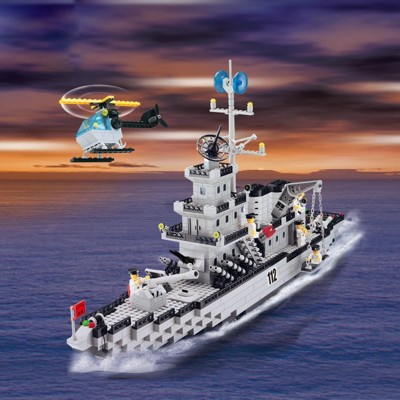 

Army Military Cruiser Model Building Blocks Battle ship World War 2 Navy Vessel Boat Compatible Legoings Kids Toys Technic