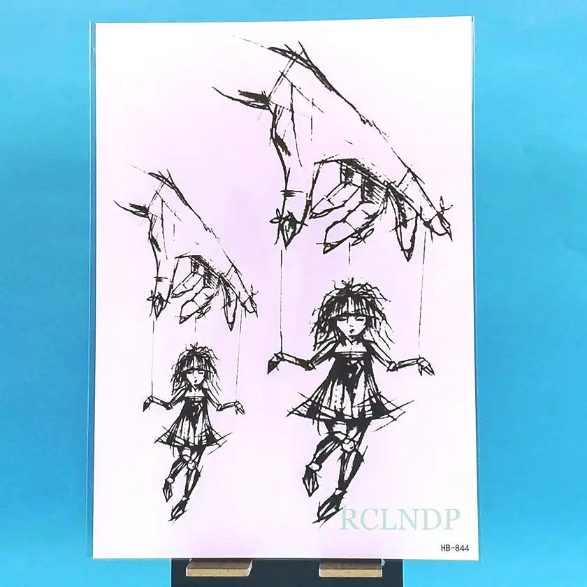 Waterproof Temporary Tattoo Sticker String Puppet Doll Tatto