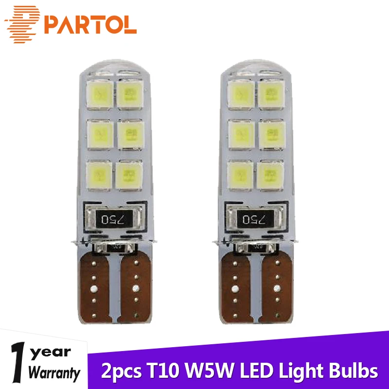 Partol 2 шт. автомобильный Стайлинг авто светодиодный T10 Canbus 194 W5W 12 SMD 2835 Светодиодный