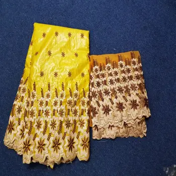 

New arrival african bazin riche getzner fabric with beads high quality embroidery net lace fabric 5yard+2yard/lot LYB-014