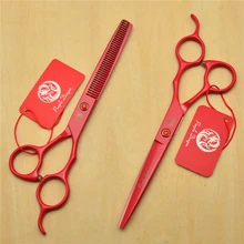 6.5 Inch 18.5cm Red Colour JP 440C Professional Human Hair Scissors Hairdressing Scissors Cutting Shears Thinning Scissors Z1007
