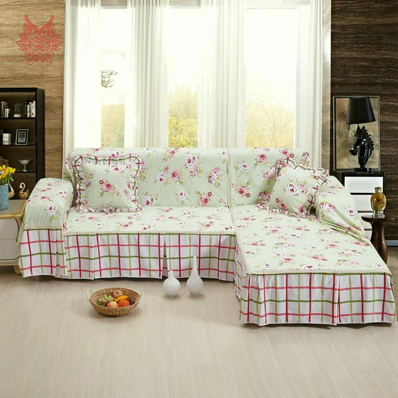 Free shipping Pastoral style green floral print Sofa cover 100cotton