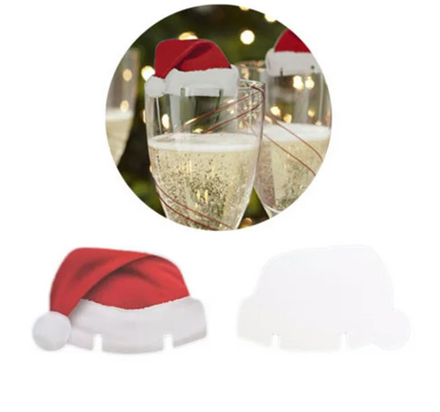 10 шт. рождественское красное вино открытка Рождественская шляпка открытка праздничные украшения Рождественская винная чашка флаг