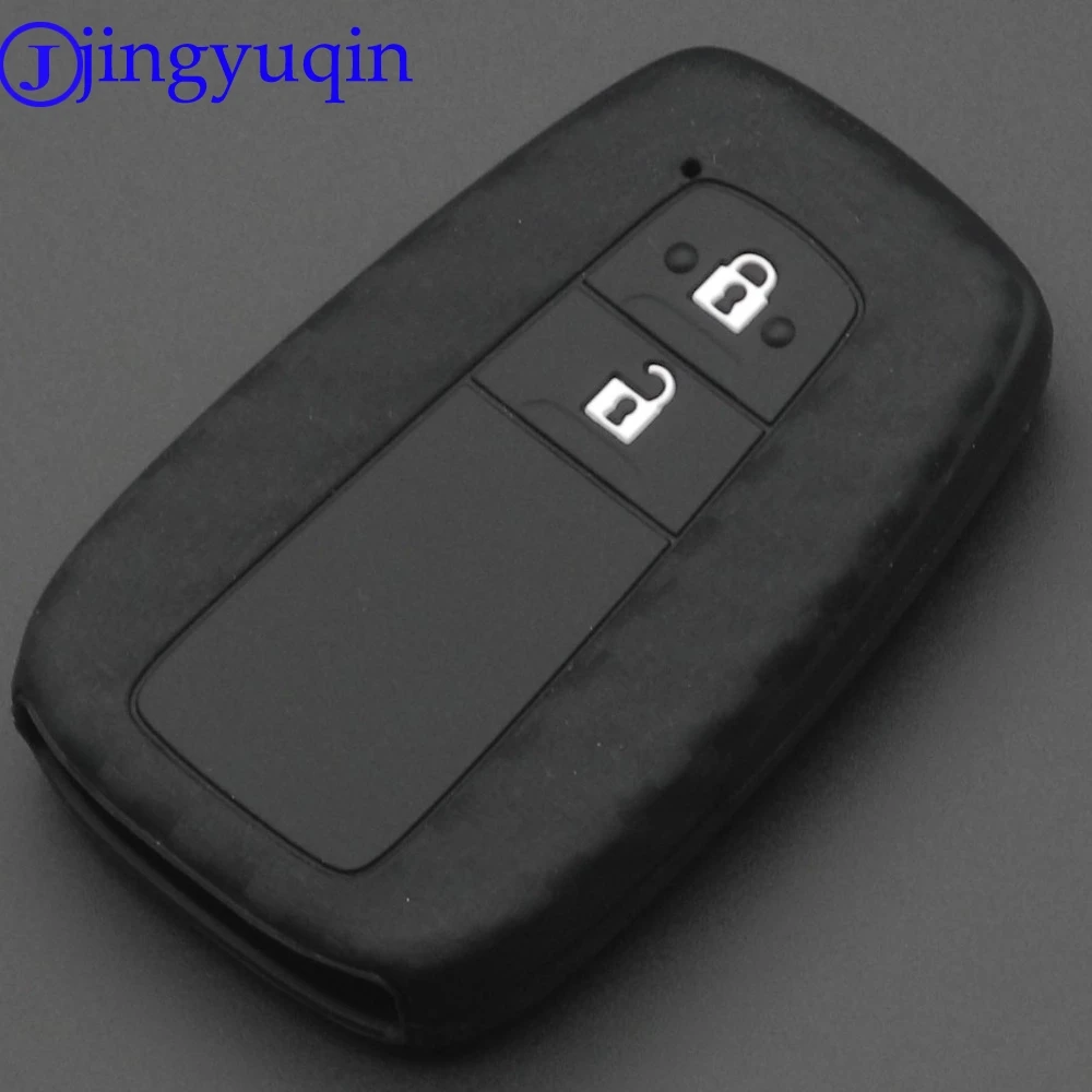 

jingyuqin Hot Good Quality 2 Buttons Remote Carbon Silicone Soft Car Key Case Cover For Toyota CHR C-HR 2017 Prius Smart Key