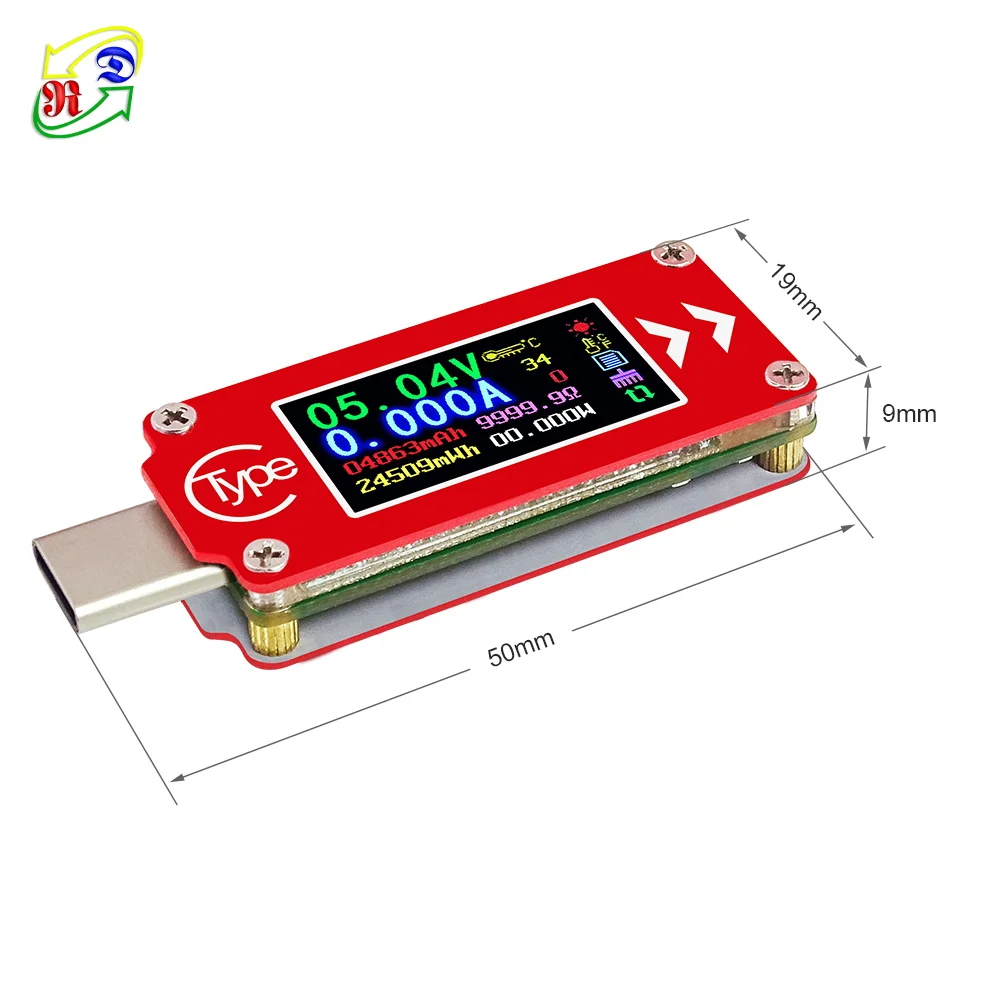 RD TC64 тип-c цветной ЖК-дисплей USB Вольтметр Амперметр Напряжение измеритель тока мультиметр батарея PD Зарядка банк питания USB Тестер