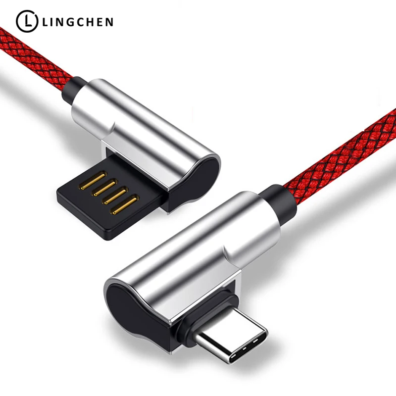 LINGCHEN Elbow Usb Type C Cable For Samsung Galaxy S9 Plus Zinc alloy