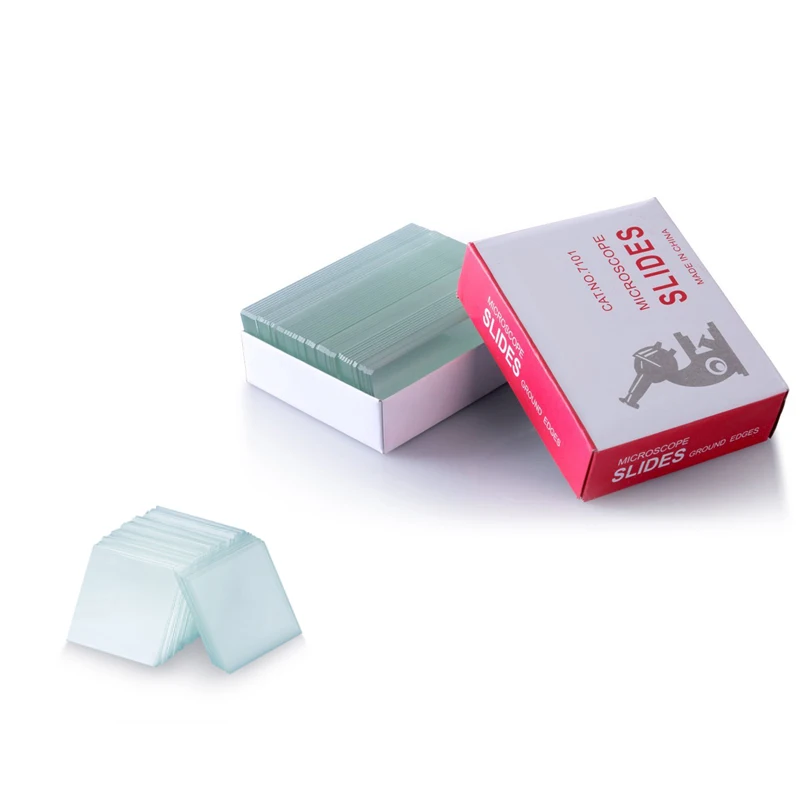 Cena 50 sztuk szkiełka podstawowe + 100 sztuk pokrywa szklana wstępnie oczyszczone puste biologii przeźrocze szklane do podstawowych nauk biologicznych