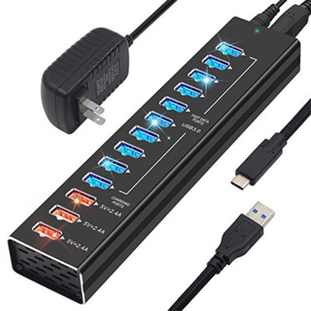 Usb-концентратор 3,0 зарядка высокоскоростной многопортовый usb-адаптер 5 в 2.4A быстрое зарядное устройство адаптер питания PC USB C Hub US Plug